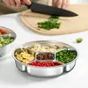 Bandeja de acero inoxidable de cinco compartimentos para guarniciones, Bandeja espesa para preparación de alimentos, Bandeja de grado alimenticio para frutas, Bandeja para bocadillos, Bandeja para picar cebolla, jengibre y ajo