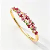 En Stock Suministro Directo de Fábrica Pulsera de Esmalte Cloisonné con Pequeño Diseño Floral, Incrustación de Diamantes, Diseño Hueco Abierto, Regalo de Área Escénica Nacional al por Mayor