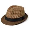 Chapéus Masculinos, Chapéus de Palha para Proteção Solar de Verão, Chapéus Trançados para Meia-Idade e Idosos, Chapéus de Pai para Uso Externo, Chapéus Estilo Jazz Britânico para Primavera e Outono
