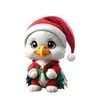 Decoraciones navideñas transfronterizas 2D planas de acrílico pequeños colgantes animales con gorros de Santa adornos festivos