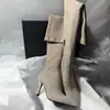 Botas de moda de punta fina, tacón de aguja, con cremallera lateral, estilizan, versátiles, estilo minimalista, botas altas hasta la rodilla de tacón alto para mujer
