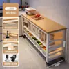Estante de almacenamiento para cocina, multifuncional, de pie, mesa multicapa, tabla de cortar, banco de trabajo, estante de almacenamiento para microondas y utensilios de cocina, armario lateral
