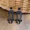 Pendientes de aguja de plata con borlas de gota de agua incrustadas de diamantes, pendientes de moda estilo chino nuevo retro artístico, pendientes de nicho de alta gama para mujer