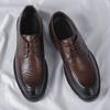 Altura Interior 10CM Zapatos de Cuero para Hombre Patrón Rayado a Mano Zapatos de Vestir de Negocios Bajos con Cordones Suela Gruesa Británico Transpirable Zapatos de Boda para Novio