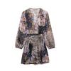 Estilo Europeu e Americano Transfronteiriço Aliexpress Comércio Exterior Roupas Femininas Zr Pronta Entrega Novo Vestido Mini Estampado com Cinto Quadrado