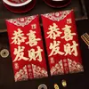 Sobre Rojo Iridiscente de Siete Colores Papel con Hojuelas Doradas Estampado en Caliente Lishi Feng Festival de Primavera Gran Auspiciosidad y Prosperidad Felicitaciones y Haciéndose Rico Sobre Rojo Grande Universal