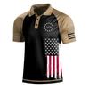 Comercio exterior popular para hombre Impresión de bandera estadounidense Patriótica Camisa polo impresión digital 3D en el Día de la Independencia 1776