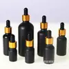 En stock Botella de Vidrio Esmerilado Negra de 30ml Botella Gotero para Líquido Esencial Botella de Vidrio para Emulsión Cosmética Embotellado