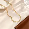 Cadena Cruzada de Moda Versátil Cadena para Labios Collar de Acero de Titanio Cadena Básica Lisa Accesorio de Acero