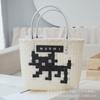 Bolsa de Cesta Tejida de Verduras de Dibujos Animados Personalizada, Bolso de Mano de Gran Capacidad para Picnic y Vacaciones, Bolso de Playa para Vacaciones a Juego con la Foto