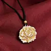 Colgante de flor de peonía repujada tridimensional color oro preservado cordón tejido que florece con riqueza collar Colgante de tendencia nacional china nuevo
