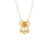 Collar BaObAo de plata 925 con diseño original de Año Nuevo, buena suerte, dragón del zodiaco, candado de granate y oro de 18 quilates para mujer