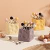 Tenedor de Fruta para Queso Juego de Tarro Hogareño Gama Alta Buena Sensación Delicado Tenedor de Postre para Té de la Tarde Cuchara Mango Cerámico Cuchara de Fruta