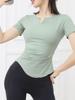 2025 Verano Top Deportivo Fitness Ajustado Sexy Cuello en V Manga Corta Ropa para Correr Fitness Secado Rápido Camiseta de Yoga
