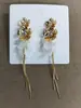 Pendientes de Borla de Pétalo de Flor de Zircón con Aguja Plateada Estilo Resort de Playa Pendientes Dulces Pendientes de Moda para Mujer
