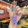 Llavero de oso de arcilla 3D lindo de dibujos animados con diamantes de imitación, accesorio de moda coreana para bolso de trabajo para niñas