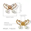 Anel de Moda de Metal Prateado com Design de Estrela e Coração, Incrustado com Pérolas, Fivela de Sapato Exquisita de Luxo Leve Banhada a Ouro para Tamancos