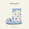 Bestseller de TikTok y Xiaohongshu Conjunto de botas de lluvia y impermeable Tiburón de Frijol Arcoíris para niños, nuevo modelo 2024 Zapatos de lluvia para bebé