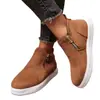 Zapatos casuales de talla grande para mujer transfronterizos para otoño e invierno, zapatos casuales de caña alta con doble cremallera para mujer transfronterizos europeos y americanos al por mayor