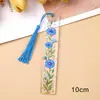 Marcador de página de acrílico platino creativo transfronterizo, marcador de página colgante de flor seca artificial, regalo de suministros de estudio, obsequio para compañeros de clase y amigos