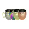Fornecimento Transfronteiriço de Copos Moscow Mule, Copos de Coquetel de Aço Inoxidável, Copos em Formato de Tambor de Cobre Galvanizado Eletroliticamente Gravados, Taças de Vinho Personalizadas