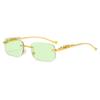 Gafas de Sol Cuadradas Decorativas sin Marco de Guepardo para Hombres y Mujeres, Gafas de Metal con Cabeza de Leopardo, Gafas Transfronterizas, Gafas de Sol con Protección UV400