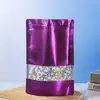 Bolsa de pie con ventana de colores, Bolsa sellada con cremallera para alimentos de frutas secas aluminizada, Bolsa con cierre de cremallera para empaque de snacks para mascotas y té