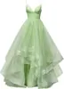 Vestido de noche largo para mujer, de comercio exterior, escote en V profundo con tirantes, falda abullonada, ceñido a la cintura, color liso, bajo irregular, suministro para estación internacional