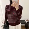 Cardigã de Tricô Torcido para Mulheres 2026 Novo Estilo Gola Redonda Bordado Petite Casual Solto Casaco Suéter de Outono Top