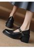 Zapatos de Salón Individuales para Mujer 2026 Otoño e Invierno Estilo Nuevo Tacón Grueso Suela Gruesa Zapatos Mary Jane de Moda Versátiles Zapatos Pequeños de Cuero Zapatos Franceses de Tacón Alto