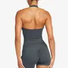 Top Esportivo Cruzado de Gola Alta para Fitness Yoga Sem Mangas Sexy Costas Abertas Push-Up À Prova de Choque para Yoga ao Ar Livre