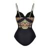 Traje de baño de una pieza con estampado negro y dorado de tirante único para mujer 2024 nuevo comercio exterior transfronterizo explosiones traje de baño Amazon 2323