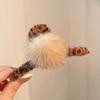 Pinza de Tiburón Vintage de Gama Alta con Estampado de Leopardo Tendencia 2026 Nuevo Pinza para el Cabello para la Parte Trasera de la Cabeza Pinza de Garra de Felpa Estilo Ins para Otoño e Invierno
