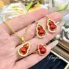 Colgante de Collar de Espino Confitado Doble Cara con Esmalte Anillo Retro Pendientes Rojos con Incrustaciones de Diamantes para Mujer de Gama Alta Estilo Chino Nuevo