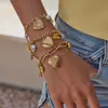Wanxing Set de Pulseras Retro Europeas y Americanas Multicapa DIY Caja de Fotos de Acero Inoxidable Colgante de Corazón Joyería de Mano de Alta Gama