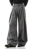 Pantalones de traje de estilo antiguo de tres dimensiones plisados con silueta A, fluidos, para ir al trabajo, pantalones casuales de ajuste limpio, estilo transfronterizo al por mayor