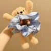 Urso fofo e bobo de pelúcia deitado com presilha de garra xadrez para mulheres BB clip não aperta a cabeça prendedor de cabelo para lavar o rosto elástico de cabelo de cólon grande acessórios de cabelo
