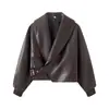 Atacado de fabricante de roupas femininas transfronteiriço 2026 Moda europeia e americana casual retrô jaqueta de fivela couro sintético PU biker