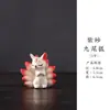 Argila Roxa Original de Yixing Feito à Mão Criativo Fofo Animal de Estimação para Chá Decoração de Casa Ornamento para Cerimônia do Chá Presente Brinquedo de Chá Que Pode Ser Usado para Criar uma Raposa de Nove Caudas