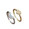 Colar Personalizado Empilhado Cruzado Sol e Lua Anel Aberto Conjunto de Anéis Design Sol e Lua Brilham Juntos para Mulheres com Diamantes