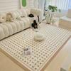 Alfombra de sala de estar tipo cachemira, alfombra gruesa para mesa de centro en toda la tienda estilo silencioso, alfombra de piso para dormitorio de área grande estilo crema simple