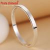 Pulseira de Tornozeleira Prata S999 Brilhante Feminina Estilo Japonês e Coreano Simples Aberta Elegante Pulseira de Prata Letras Joia de Prata para Casal Presente