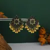 Brincos Coloridos Vazados com Pedras de Diamante para Mulheres, Venda Quente Transfronteiriça, Brincos Estilo Étnico Boêmio, Acessórios de Orelha Exagerados Retrô Europeus e Americanos