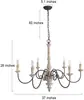Lámpara de araña estilo country americano retro francés desgastado transfronteriza para sala de estar, comedor, dormitorio, tienda de ropa, lámpara de araña de madera maciza