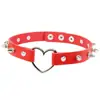 Gola Choker de Couro PU Ecológico Harajuku Soft Girl com Rebites e Tachas Colar Choker para Clavícula em Formato de Coração