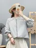 Colección Otoño 2026: Camisa de Manga Larga para Mujer Estilo Japonés Mori Girl, Cuello Alto, Encaje Patchwork, Color Sólido, Corte Holgado, Venta al por Mayor