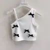 Colete de Verão para Meninas com Alças, Top Ribbed Irregular Estiloso Tendência Coreana para Crianças