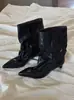 Botines retro de punta con tacón de gatito y caña ancha, botas cortas de moda 2026 otoño/invierno nuevas para mujer