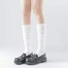 Calcetines Blancos de Media Pantorrilla Estilo Miu, Calcetines Finos de Algodón Transpirables Estilo Ballet Arrugados, Calcetines Finos de Verano para Pantorrilla Estilo Lolita Jk para Mujer