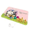 Felpudo de Diatomeas para Pascua Transfronterizo, Alfombrilla Antideslizante Absorbente de Agua para Baño, Felpudo para Puerta de Entrada con Decoración de Conejo y Huevo